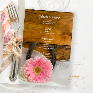 Pink Daisy Pearls Horseshoe Country Wedding Menu