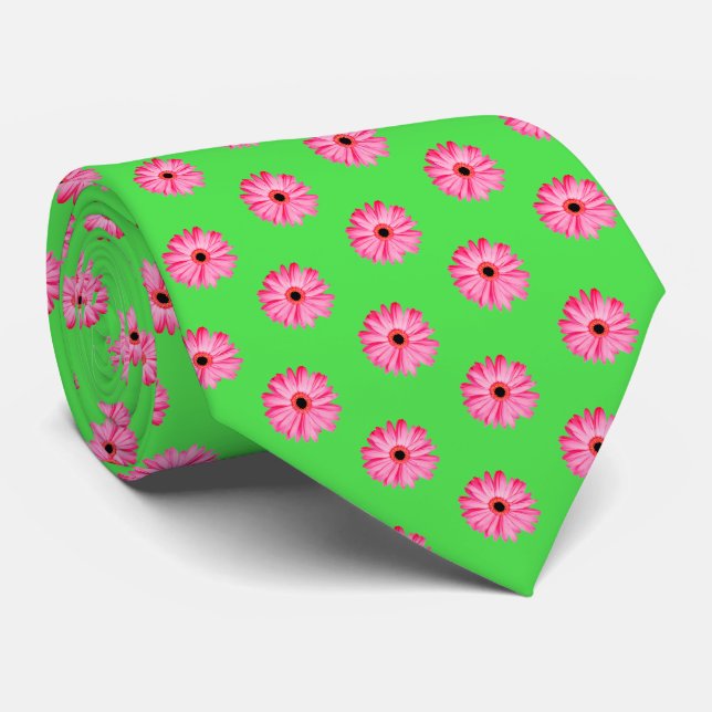 Pink Daisy Petals Pattern Tie (Rolled)