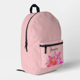 Pink daisy  pretty pink orange floral  printed backpack