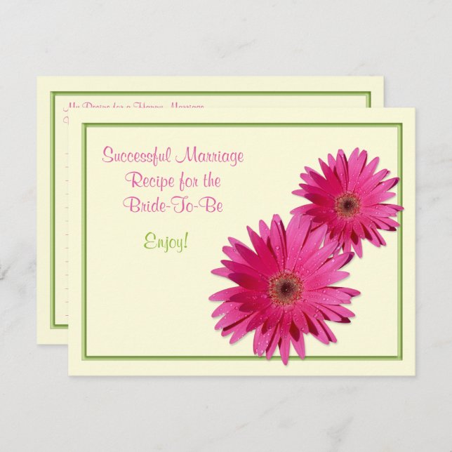 Pink Daisy Recipe Card for a Successful Marriage (Front/Back)