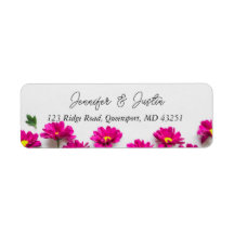 Pink Daisy Return Address Label