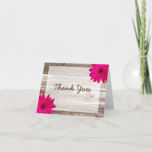 Pink Daisy Rustic Barn Wood Thank You