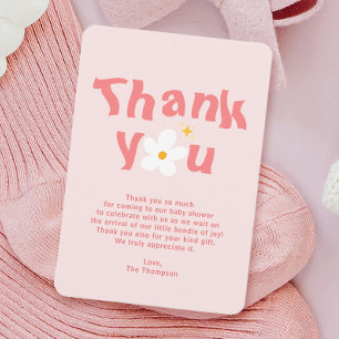 Pink Daisy Spring Baby in Bloom Baby Shower  Thank You Card