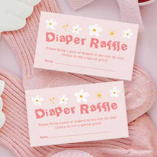 Pink Daisy Spring Baby Shower Diaper Raffle Enclosure Card