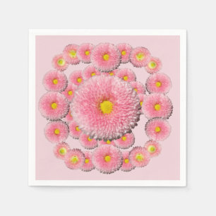 Pink Daisy Spring Pattern Paper Napkins