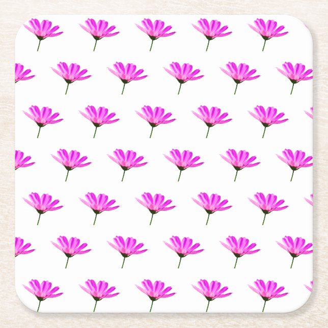 Pink Daisy   Square Paper Coaster (Front)