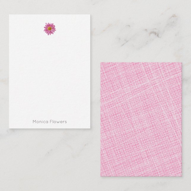 Pink Daisy Stationary NAME for Her Card (Front/Back)