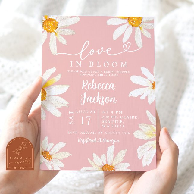 Pink Daisy Sunflower Love in Bloom Bridal Shower Invitation (Creator Uploaded)