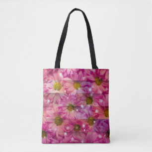 Pink Daisy Weave Tote Bag