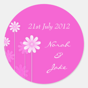 Pink Daisy Wedding Envelope Seal