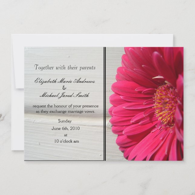 Pink Daisy Wedding Invitation (Front)