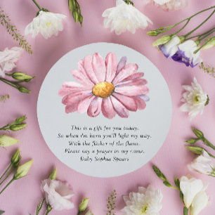 Pink daisy Wildflower - Prayer Candle Label