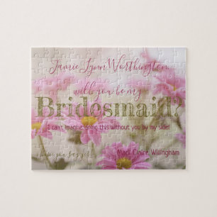 Pink Daisy Will You be My Bridesmaid Jigsaw Puzzle