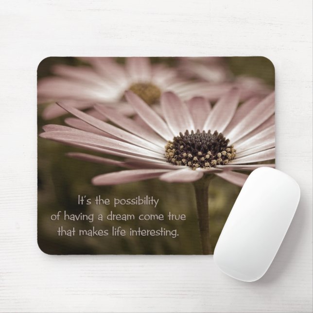 Pink Daisy With Quote Mouse Pad (With Mouse)