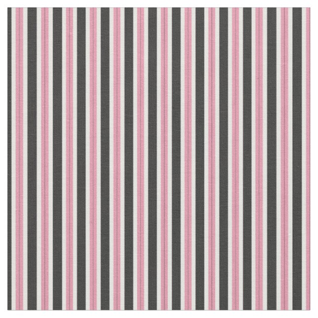 Pink Daisy, Zeus and White Stripes Fabric (Close Up)