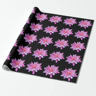 Pink daisy, zinnia, cosmo, sunflower pattern wrapping paper