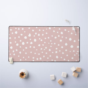 Pink Dalmatian Spots, Dalmatian Dots, Dotted Print Desk Mat