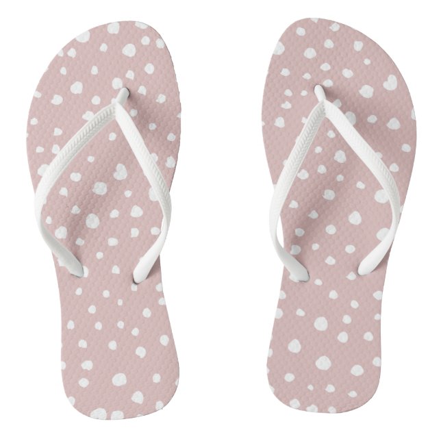 Pink Dalmatian Spots, Dalmatian Dots, Dotted Print Jandals (Footbed)