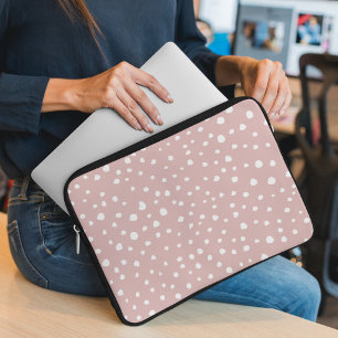 Pink Dalmatian Spots, Dalmatian Dots, Dotted Print Laptop Sleeve