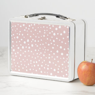 Pink Dalmatian Spots, Dalmatian Dots, Dotted Print Metal Lunch Box