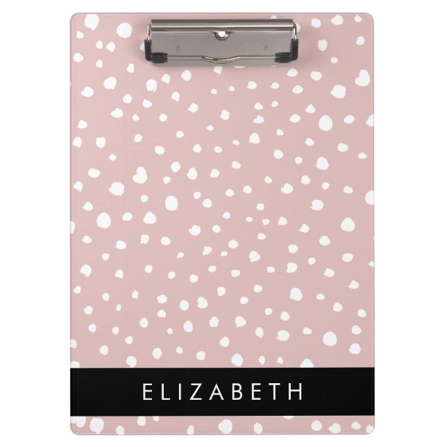 Pink Dalmatian Spots, Dalmatian Dots, Your Name Clipboard (Front)