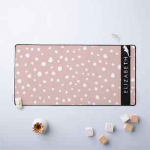 Pink Dalmatian Spots, Dalmatian Dots, Your Name Desk Mat