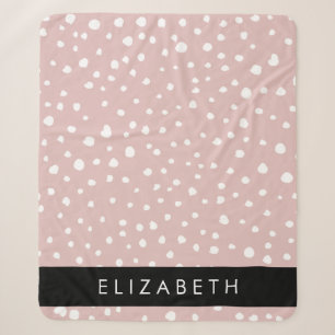 Pink Dalmatian Spots, Dalmatian Dots, Your Name Sherpa Blanket
