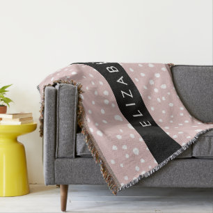 Pink Dalmatian Spots, Dalmatian Dots, Your Name Throw Blanket