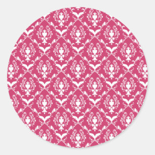 Pink Damask #5 @ VictoriaShaylee Classic Round Sticker