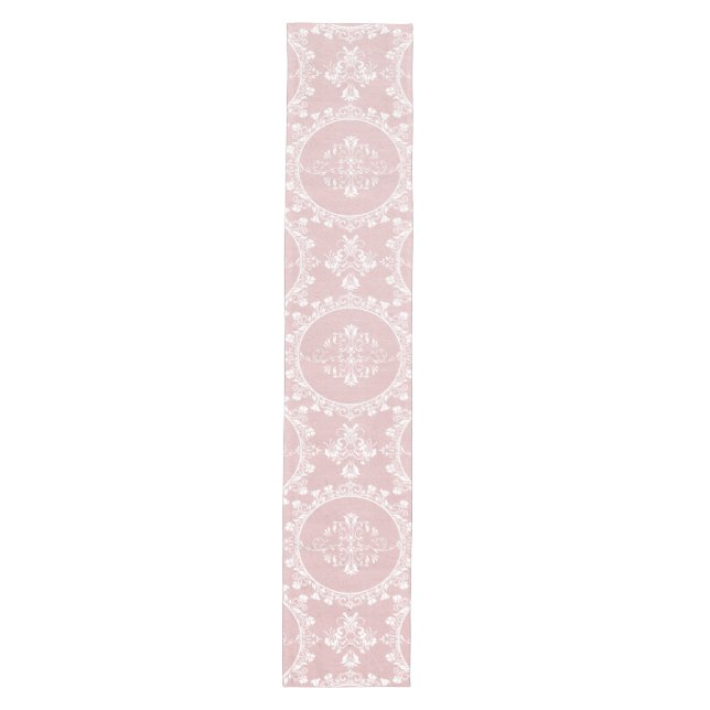 Pink Damask Beautiful Country Shabby Chic Medium Table Runner (Front)