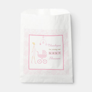 Pink Damask Blonde Woman Baby Shower Favour Bags