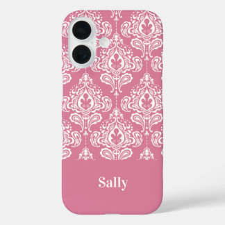 Pink Damask iPhone 16 Case