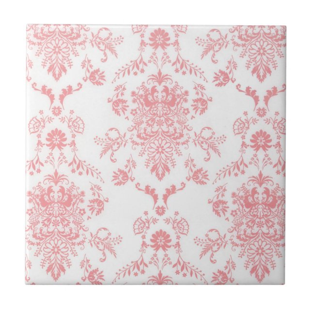 Pink Damask Ceramic Tile (Front)