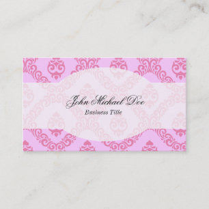 Pink Damask Elegant Custom Business Card