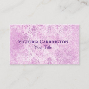 Pink Damask Elegant Vintage Typography Business Card