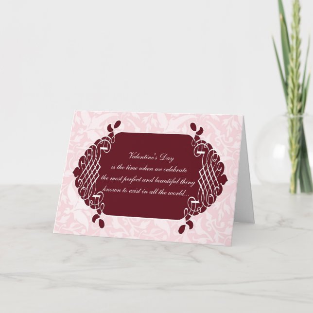 Pink Damask Funny Anti-Valentine's Card (Front)