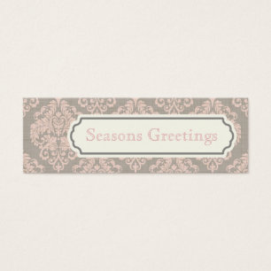 Pink Damask Gift Tags, Profile Cards
