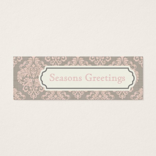 Pink Damask Gift Tags, Profile Cards (Front)