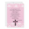 Pink Damask Heart Communion Invitation