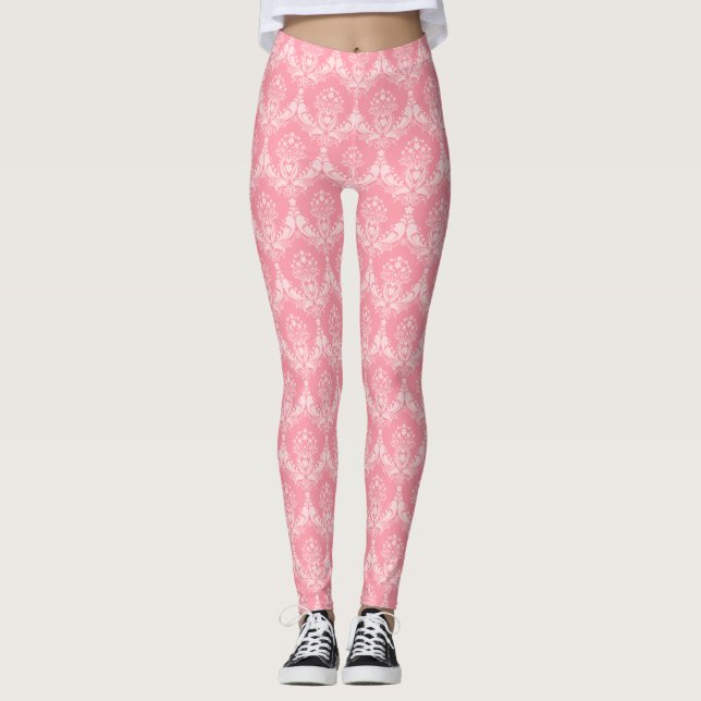 Pink Damask Leggings (Front)