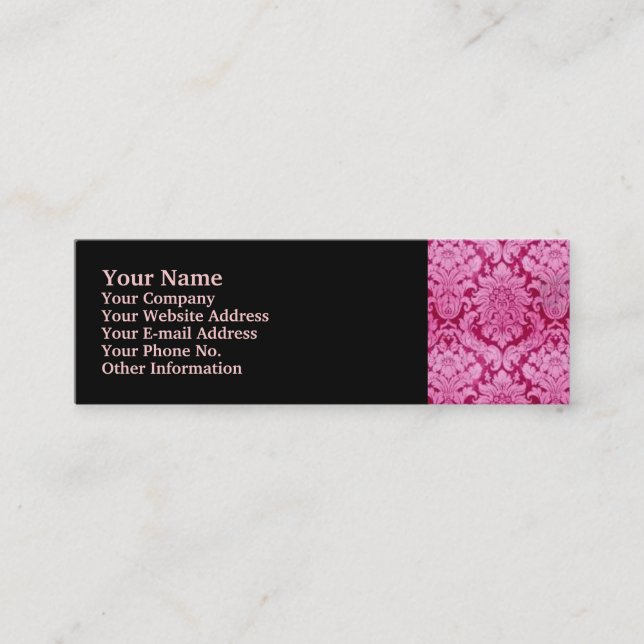 PINK DAMASK MINI BUSINESS CARD (Front)