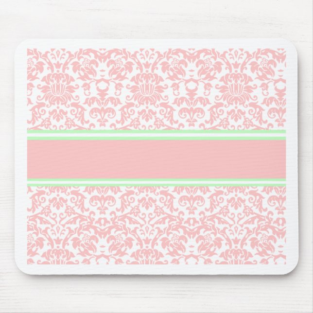 Pink Damask Mouse Pad (Front)