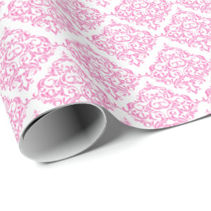 Pink Damask Pattern   DIY Background Colour Wrapping Paper