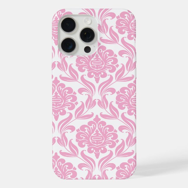 Pink Damask Pattern iPhone Case (Back)