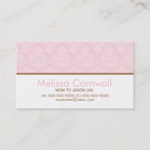 Pink Damask Pattern Mum Calling Cards