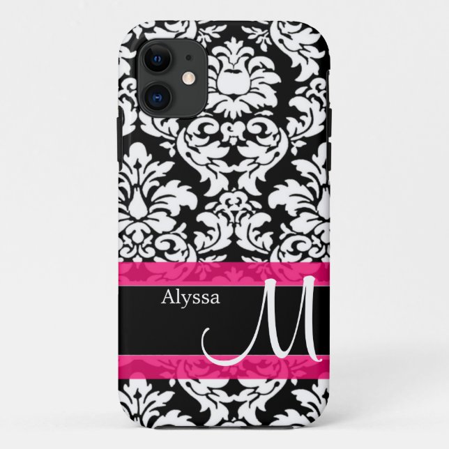 Pink Damask Personalised Case-Mate iPhone Case (Back)
