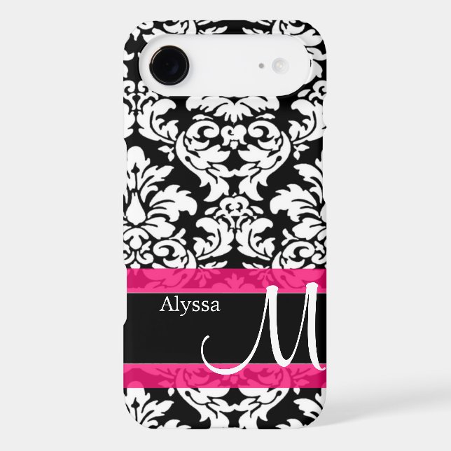 Pink Damask Personalised Case-Mate iPhone Case (Back)
