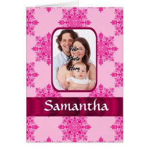 Pink damask photo template