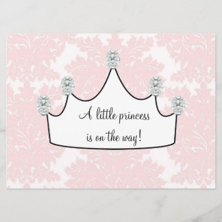 Pink Damask Princess Baby Girl Shower Invitation