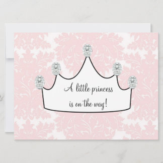 Pink Damask Princess Baby Girl Shower Invitation